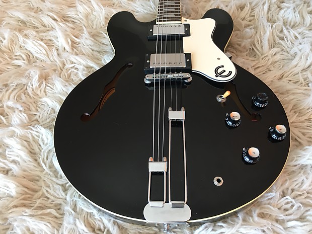 Rare 1995 Epiphone Riviera Ebony (EB) Black MIK Peerless