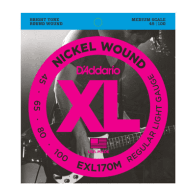 D'Addario EXL170M Nickel Wound Bass Guitar Strings Light 45-100 Medium Scale Standard image 2