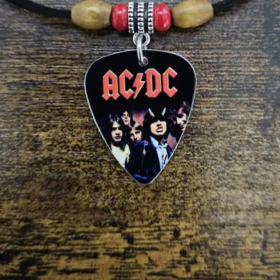 Handmade AC/DC Aluminum Guitar Pick Necklace | Reverb