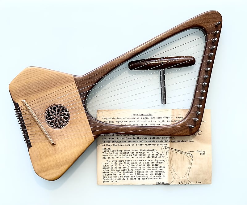 1970s Harps of Lorien Lyre Harp 15-String Walnut & Spruce a Therapeutic Lap Harp Children’s Folk Hippie Fairy Stringed Harp w/ Case & Accessories image 1