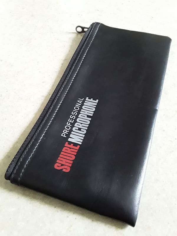 Vintage Shure Black Leather Zippered Microphone Bag Reverb
