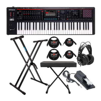 Roland FANTOM-06 Workstation Synthesizer Keyboard - Advanced 61-Key Music Production - Pro-Level Sound Engine Bundle with Adjustable Keyboard Bench and Stand, Headphones, Sustain Pedal, and Cables