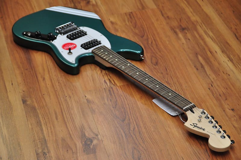 Squier FSR Bullet Competition Mustang HH Sherwood Green w/ Olympic White  Stripes