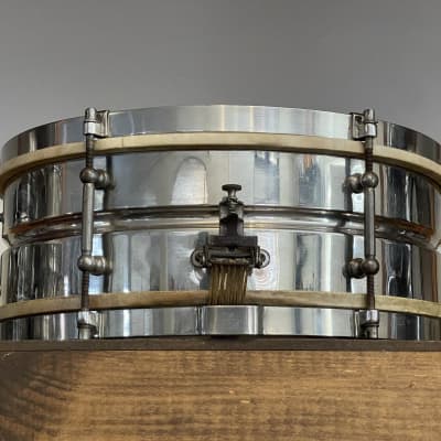 1920's Leedy Utility 5x14 Nickel Over Brass Snare Drum NOB image 11