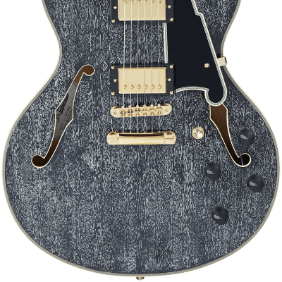 D'Angelico Excel EX-DC Semi-Hollow with Stop-Bar Tailpiece with hardshell case 2021 Black Dog for sale