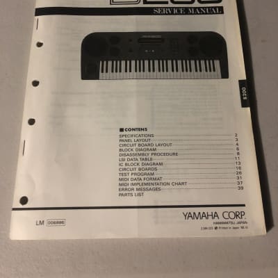 Yamaha  B200 Digital Synthesizer Service Manual 1988