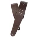 D'Addario Blasted Leather Guitar Strap - Brown with Brass Rivets