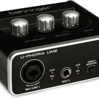 Behringer U-Phoria UM2 USB Audio Interface  Bundle with On-Stage Stands DS7200B Adjustable Desktop Microphone Stand image 3