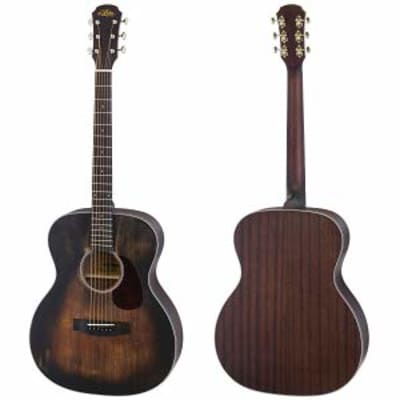 Aria ARIA-101DP 100 Series Delta Player Spruce Top OM Orchestra 6-String Acoustic Guitar-Muddy Brown for sale
