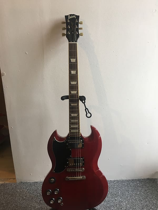 Burny Super Grade SG Cherry Left Handed | Reverb