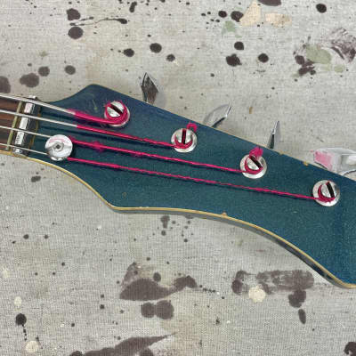 1960's Guyatone EB-9 “Sharp 5” MIJ Blue Sparkle Bass Guitar c~1967 Needs Repair image 11
