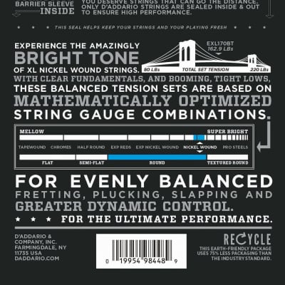 D'Addario EXL170BT  Bass Strings Balanced Tension Light 45-107 Long Scale image 2