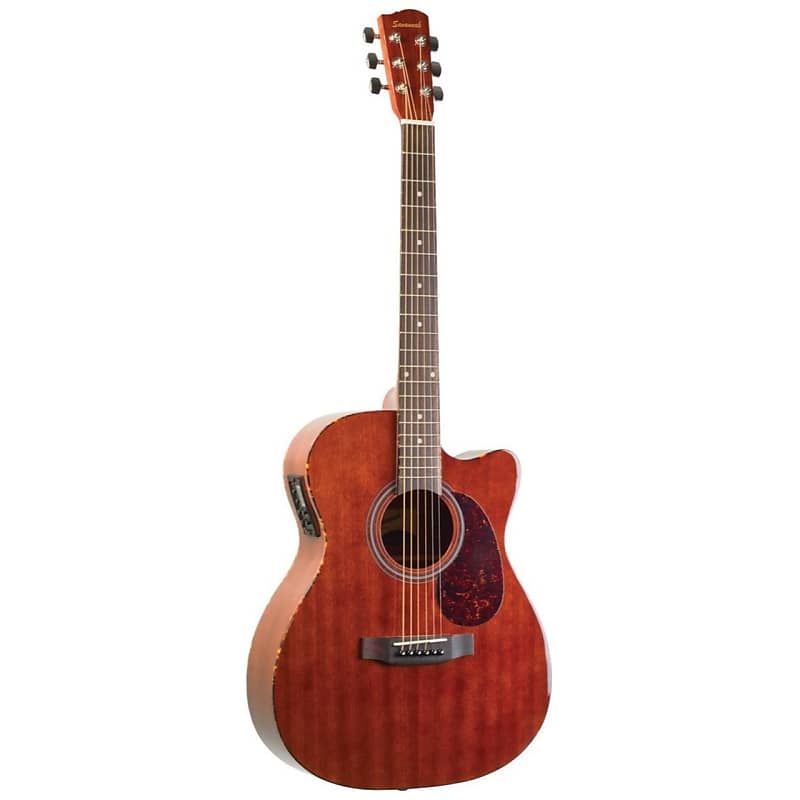 Savannah SGO-16CE Mahogany Top Cutaway 000-Body Acoustic Electric Guitar, Natural image 1