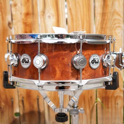 DW Collectors Exotic Natural Sapeli Pommele 5 1/2 x14" Snare Drum (New, Old Stock) image 1
