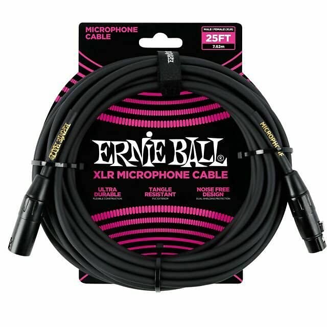 Ernie Ball 25' XLR Microphone Cable Black P06073 image 1