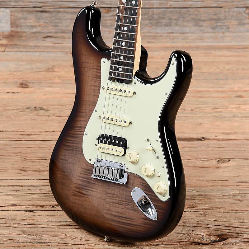 Fender Limited Edition American Elite Stratocaster HSS Shawbucker FMT with Ebony Fretboard Black Burst image 3