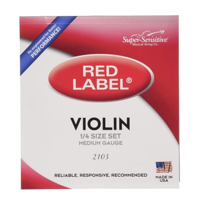 Super-Sensitive Red Label 2103 Violin String Set, 1/4 with Free Finger Position Stickers and Mute image 2