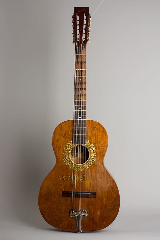 Stella 12 String Flat Top Acoustic Guitar, made by Oscar Schmidt,  c. 1930, black tolex hard shell case. image 1