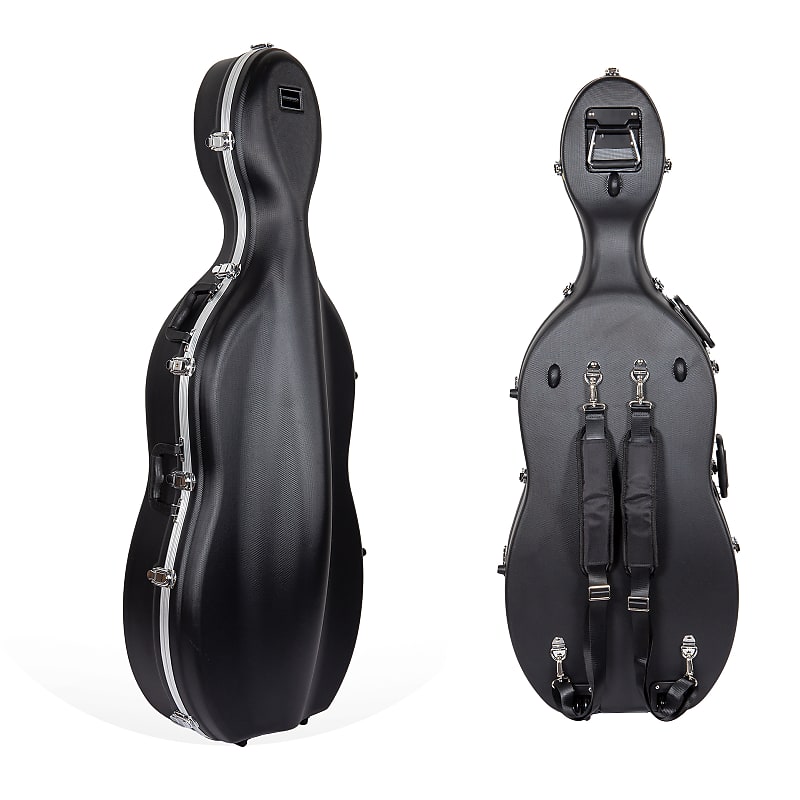 Crossrock ABS Molded Cello Hard Case with Wheels in Black- For Both 4/4 Size and 3/4 Size image 1