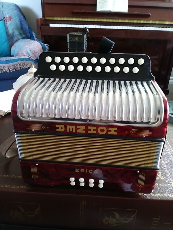 Hohner erica 1970's - Red Cracked Ice Celluloid | Reverb