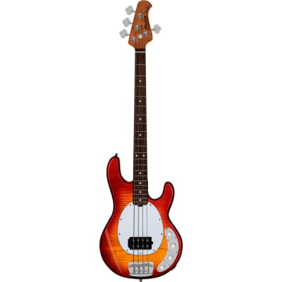 Sterling Stingray Ray34FM Electric Bass Guitar in Heritage Cherry Burst image 1