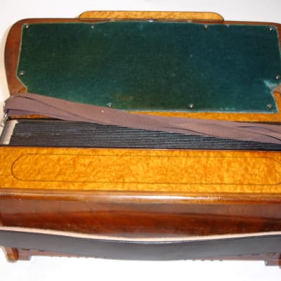 Vintage Antique "USA" Birds-Eye Maple Military Accordion w/ Geib Case image 24