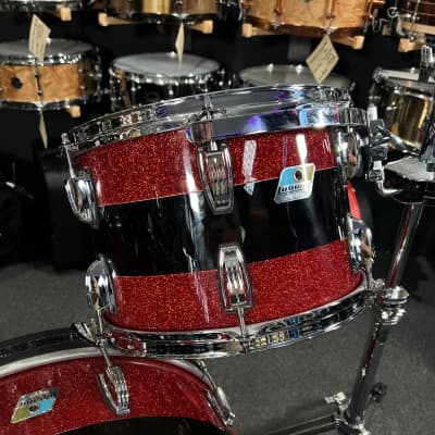 Ludwig 50th Anniversary Vistalite Pro Beat 24/16/13" Drum Set Kit in Red Sparkle/Smoke/Red Sparkle from NAMM image 4