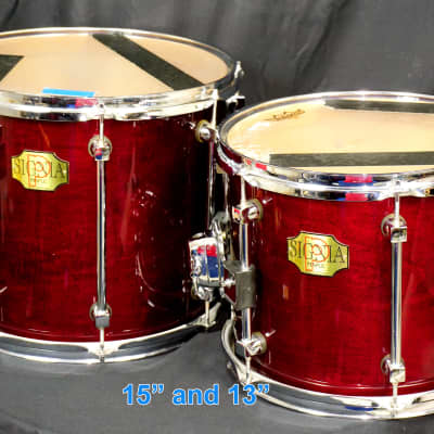 Premier Signia Cherrywood Drums - 5 piece - 4 toms, 1 kick - with 8" and 15" rare toms 90s  CLEAN! image 5