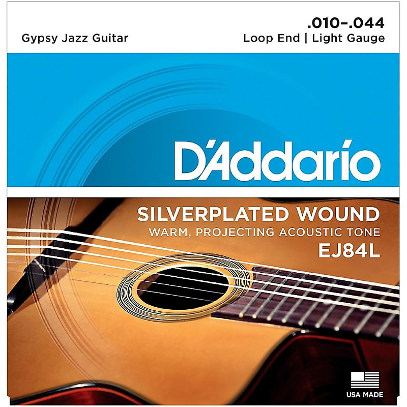 D'Addario EJ84L Gypsy Jazz Silver Wound Loop End Light Guitar Strings image 1