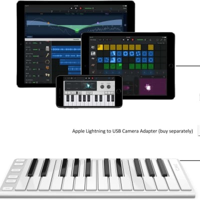 Xkey 25 USB MIDI keyboard controller - Apple-style ultra-thin aluminum frame, 25 full-size velocity-sensitive keys, polyphonic aftertouch, plug & play on iPad, iPhone, Mac, PC image 4