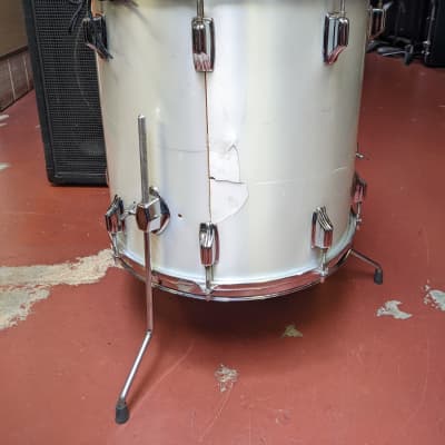 1970s Rogers Pearlescent Silver Mist Wrap 16 x 16" Floor Tom - Looks Good - Sounds Great! image 3