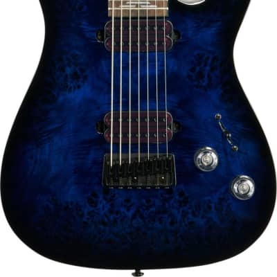 Schecter Omen Elite 7 7-String Electric Guitar, Trans Blue Burst image 2