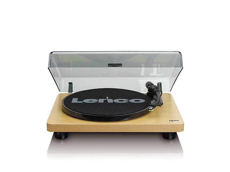 Lenco L-30 Wood France and - Drive Turntable, 45 Vinyl with MMC 33 Belt RPM, USB Stereo Record Pre-Amplifier | Integrated Reverb Semi-Automatic Player & Wooden