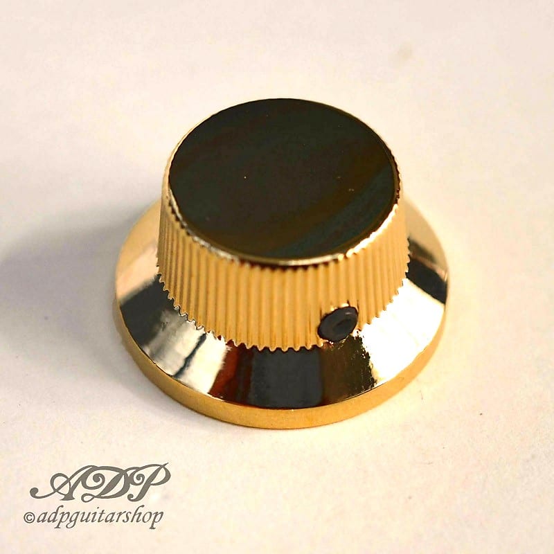 3 Gold Stratocaster style Metal Hat Knobs Reverb