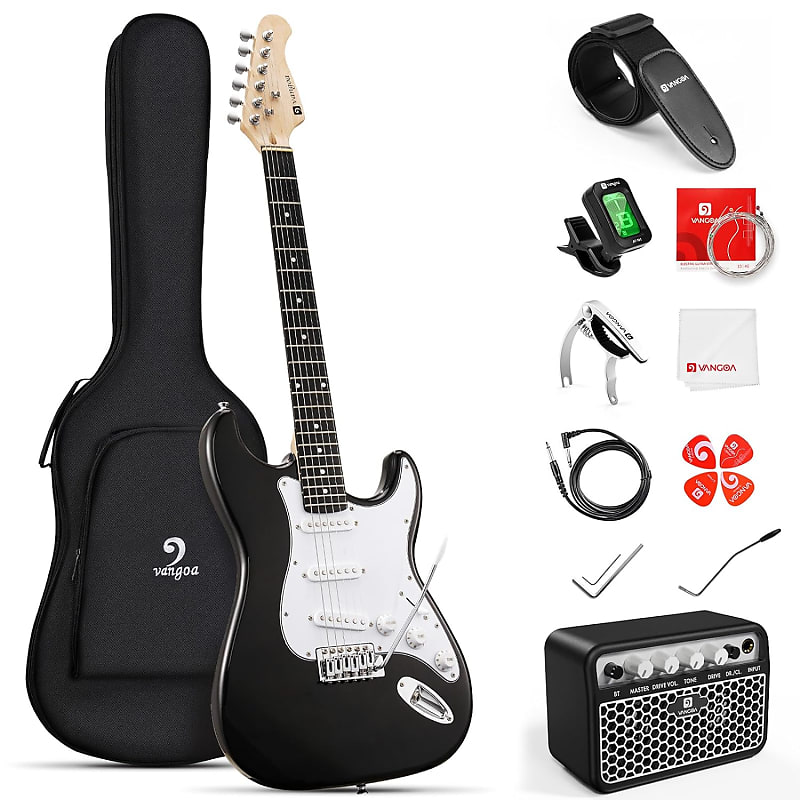 39 Inch Electric Guitar, Full Size Solid Body S-S-S Pickups 6 Strings Beginner Guitar Kit With Gig Bag, Strap, Tremolo Arm, Cable & Picks MS100 (White