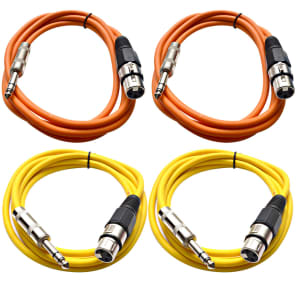 Seismic Audio SATRXL-F6-2ORANGE2YELLOW 1/4" TRS Male to XLR Female Patch Cables - 6' (4-Pack)