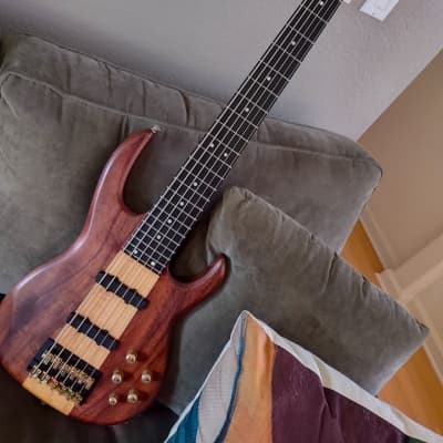Carvin LB76. 6 String bass. 1990's Koa and Maple w/ Tongue Oil finish image 1