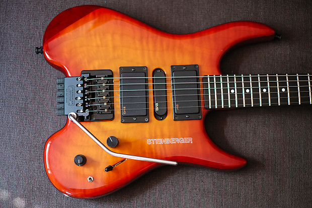Steinberger GM7TA - Rare USA Made Guitar with Flame/Quilt Sunburst Top,  PLEK-ed + Case and Gig Bag