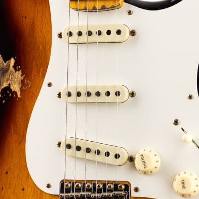 Fender Custom Shop 1957 Stratocaster Heavy Relic, Lark Guitars Custom Run -  2 Tone Sunburst (961) image 7