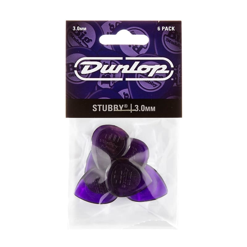 Dunlop Stubby Jazz Guitar Picks 3.0MM - 6 Pack (474P3.0 / Purple) image 1