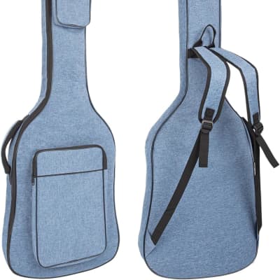 Bass Guitar Bag, 7MM Padding Bass Guitar Gig Bag Padded Soft Electric Bass Guitar Case Backpack with Pockets, Blue image 1