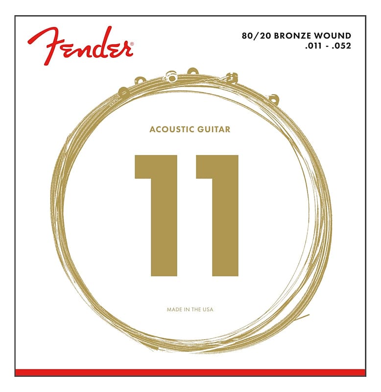 Fender 80/20 Bronze Acoustic Strings, Ball End, 70CL .011-.052 Gauges image 1