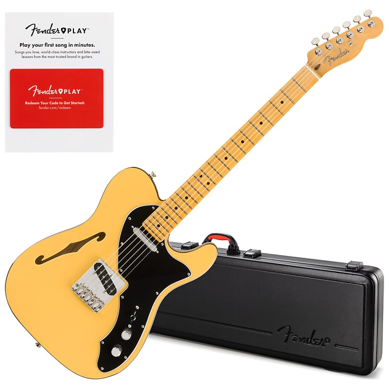 Fender 0113702751 Britt Daniel Tele Thinline, Maple Fingerboard, Amarillo Gold w/ Hard Case and Fender Play Card image 1
