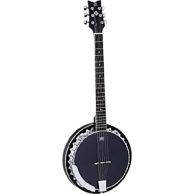 Ortega Guitars OBJ350/6-SBK Raven Series 6-String Banjo in Satin Black w/ Gig Bag image 1