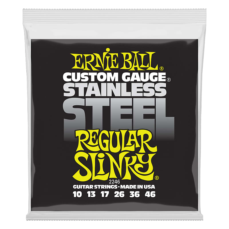 Ernie Ball 2246 Stainless Steel Regular Slinky Electric Guitar Strings, 10-46 image 1