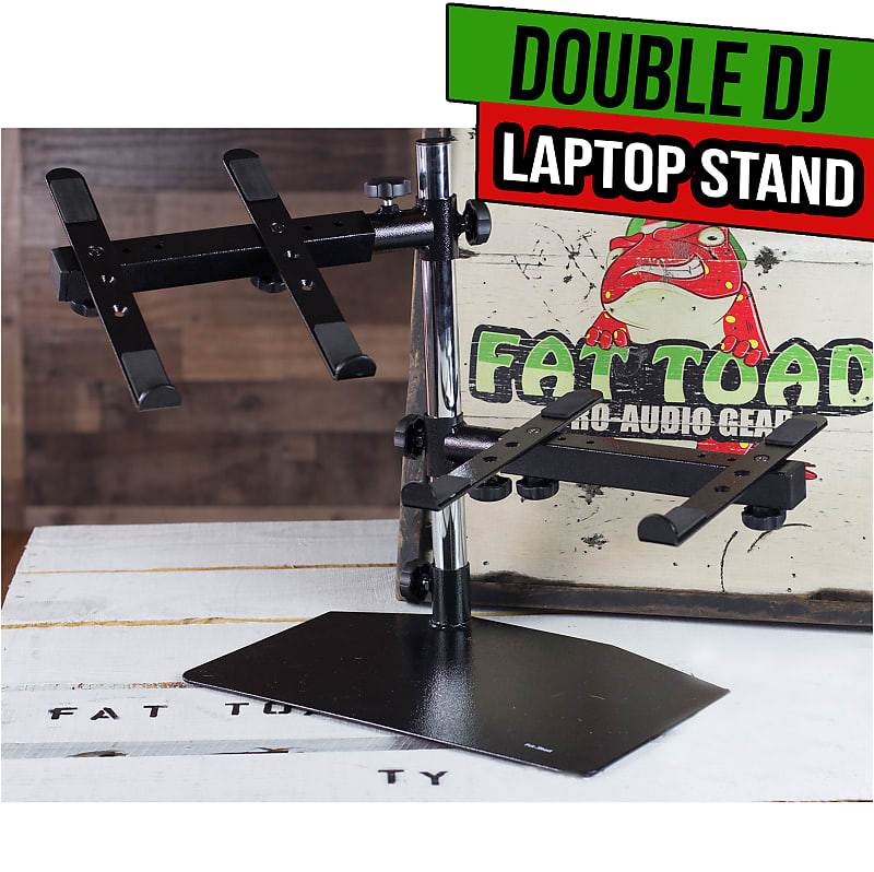 Double DJ Laptop Stand - 2 Tier PA Equipment PC Table Monitor CD Player Speakers image 1