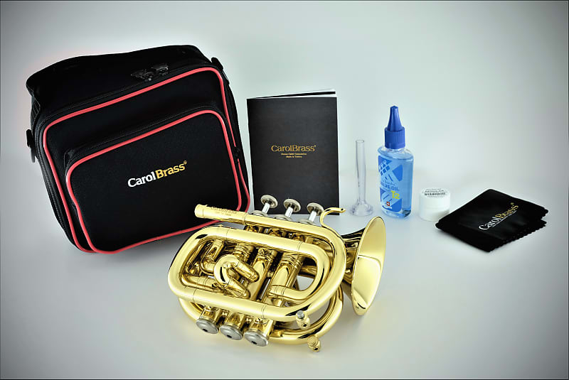 CarolBrass CPT-1000-YSS-L Mini Pocket Trumpet with Bonus 5 1/4 Bell  Expander!