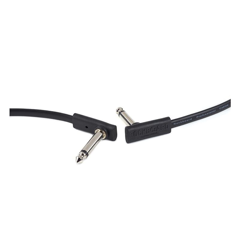 RockBoard 1/4'' Flat Patch Cable, 2 inch, Black, Right-Angle to Right-Angle image 1