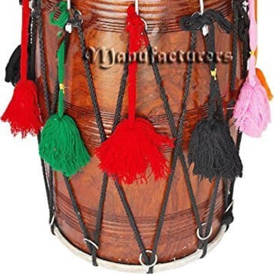 Sai musicals bd-15 Punjabi Bhangra Dhol Drums Dark Sheesham Wood Playing Stick Dholak 2022 image 1