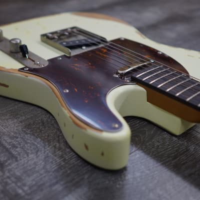 AIO TC3 Relic Electric Guitar - Olympic White (Brown Pickguard) w/ Gator GC-Electric-A Case image 6